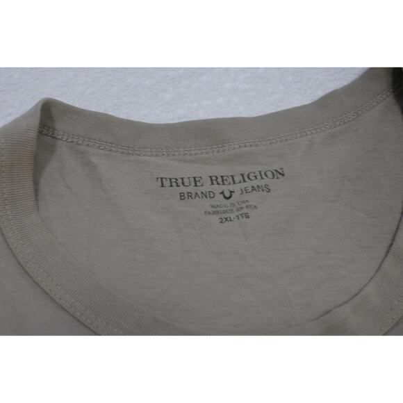 True Religion Graphic Tee Shirt Gray Short Sleeve Casual Mens Size 2XL - Picture 10 of 11